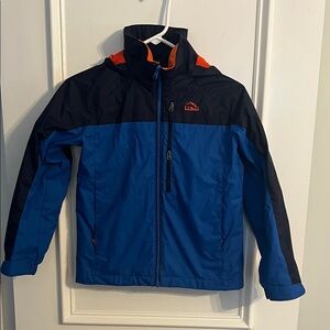 L.L. Bean Black and Blue Jacket with Orange Highlights